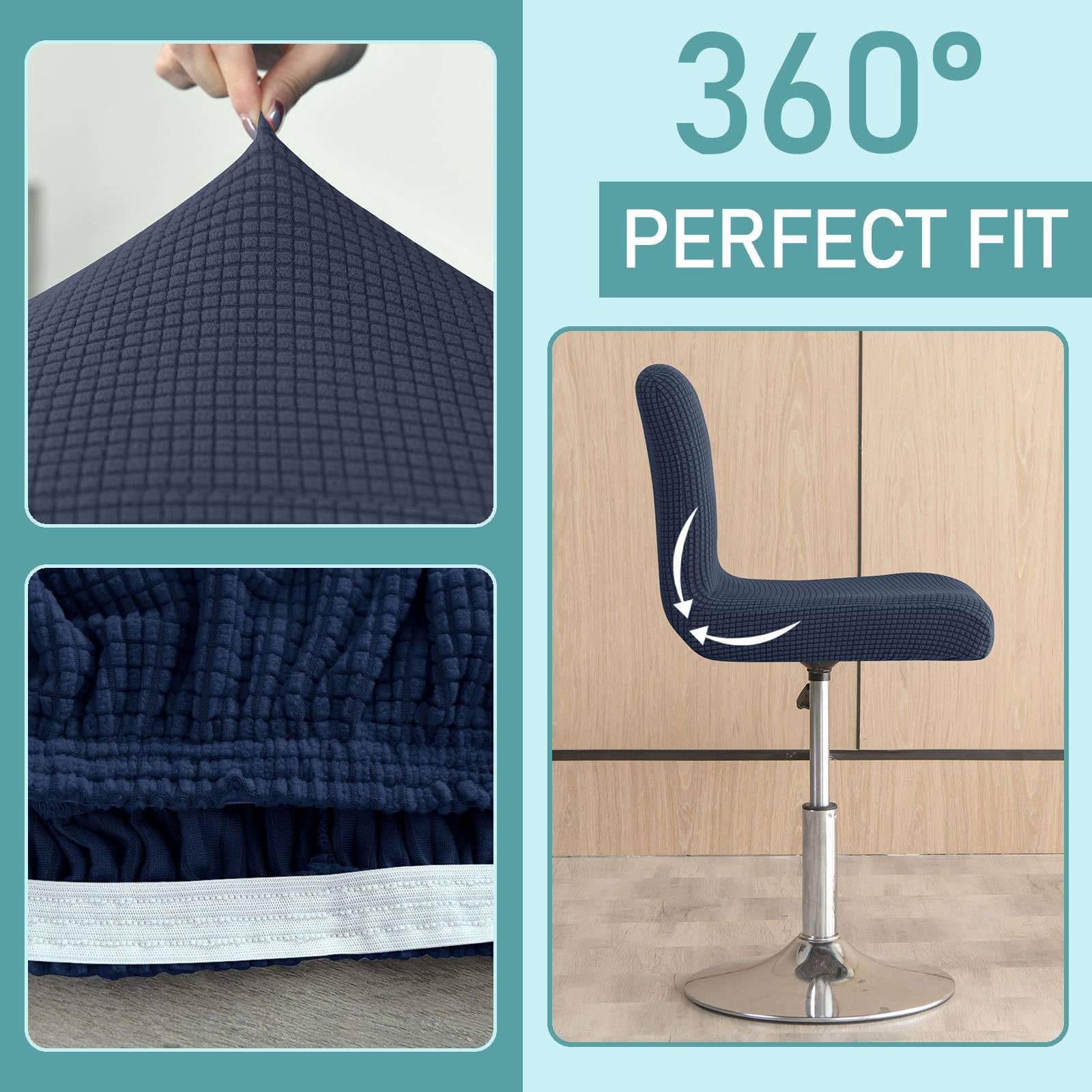 Lot de 4 housses de tabouret de bar imperméables et amovibles en cuir synthétique avec dossier pivotant, pour salle à manger, café-bleu Lot de 4 housses de tabouret de bar imperméables et amovibles en cuir synthétique avec dossier pivotant, pour salle à manger, café-bleu