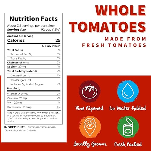 Vista 2 de Dei Fratelli - Tomates enteros sin sal añadida - 14.5oz - Paquete de 6