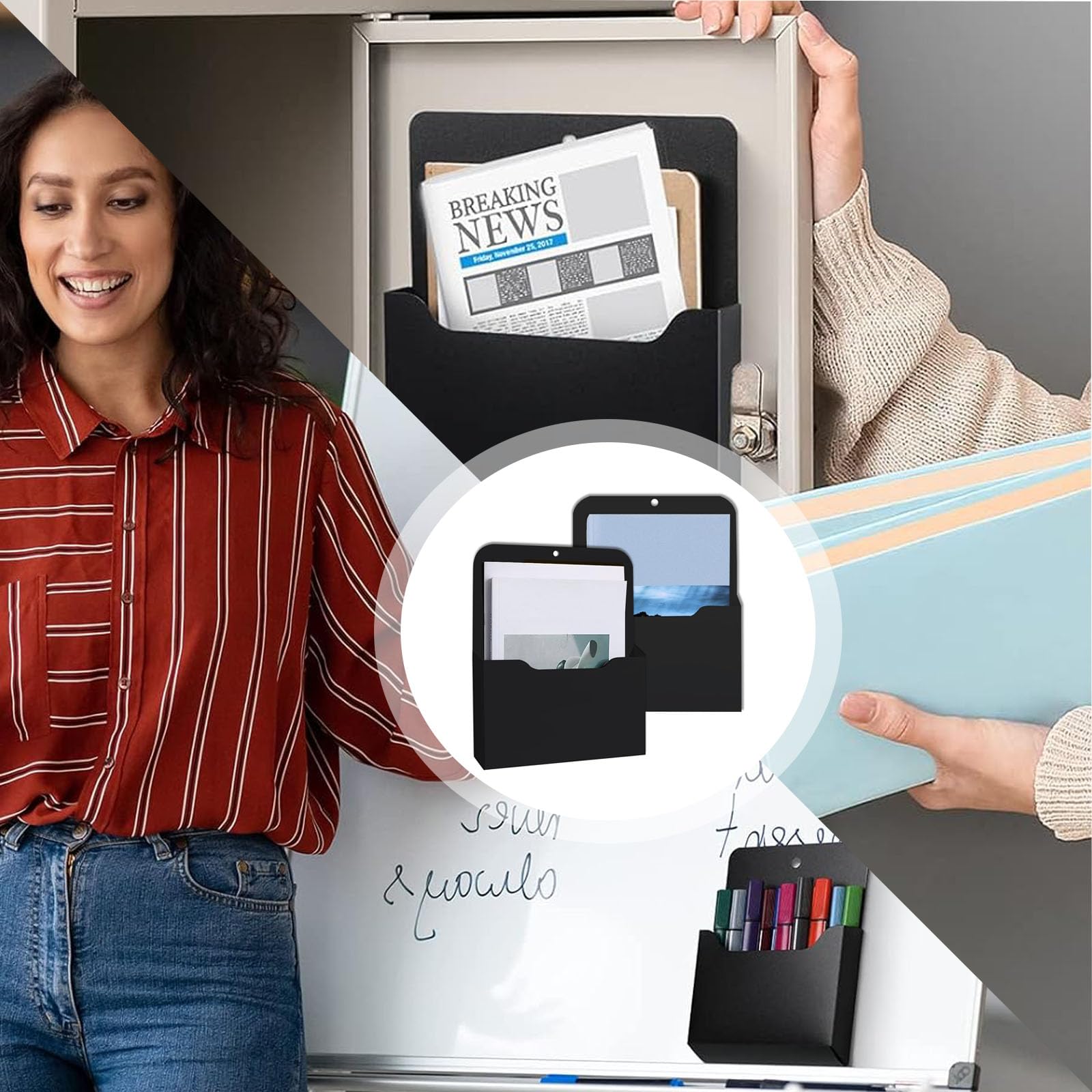 Lot De 3 Porte-documents Magnétiques Pour Réfrigérateur, Grande Taille Pour Tableau Blanc, Bureau, Réfrigérateur, Casier (L, M Et