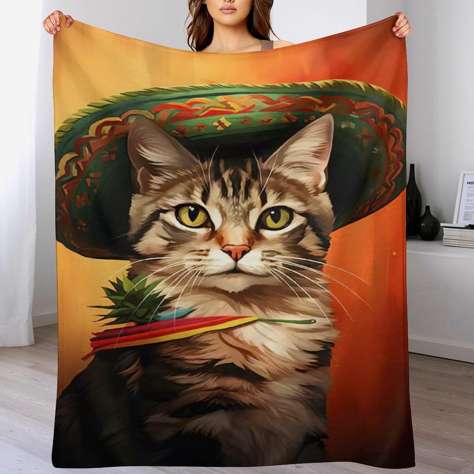 Couverture en peluche souple motif chat pour des nuits douces