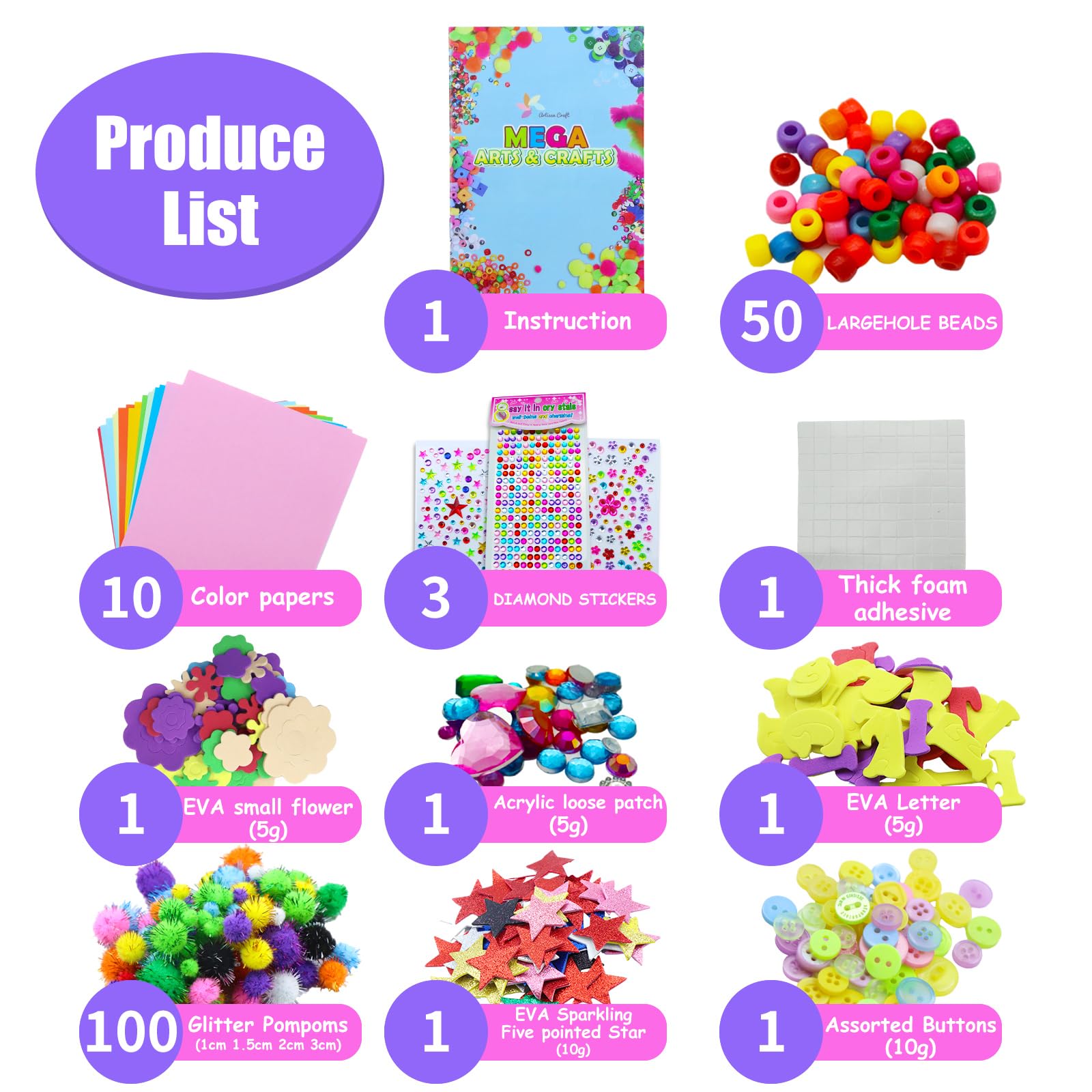 NINGESHOP Kit Bricolage Enfant, 2200+Pièces Enfant Feutrine Loisirs Creatif DIY Activites Manuelles,Pipe Cleaners Crafts Set, Fournitures Éducatives, Loisirs Créatifs, Plumes,Yeux écarquillés