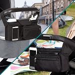 Universal Baby Stroller Organizer, Adjustable Shoulder Strap, and Detachable Phone Pocket, Ideal Stroller Accessories, Stroller Organizer for Uppababy, Baby Jogger, Britax, Doona, and More
