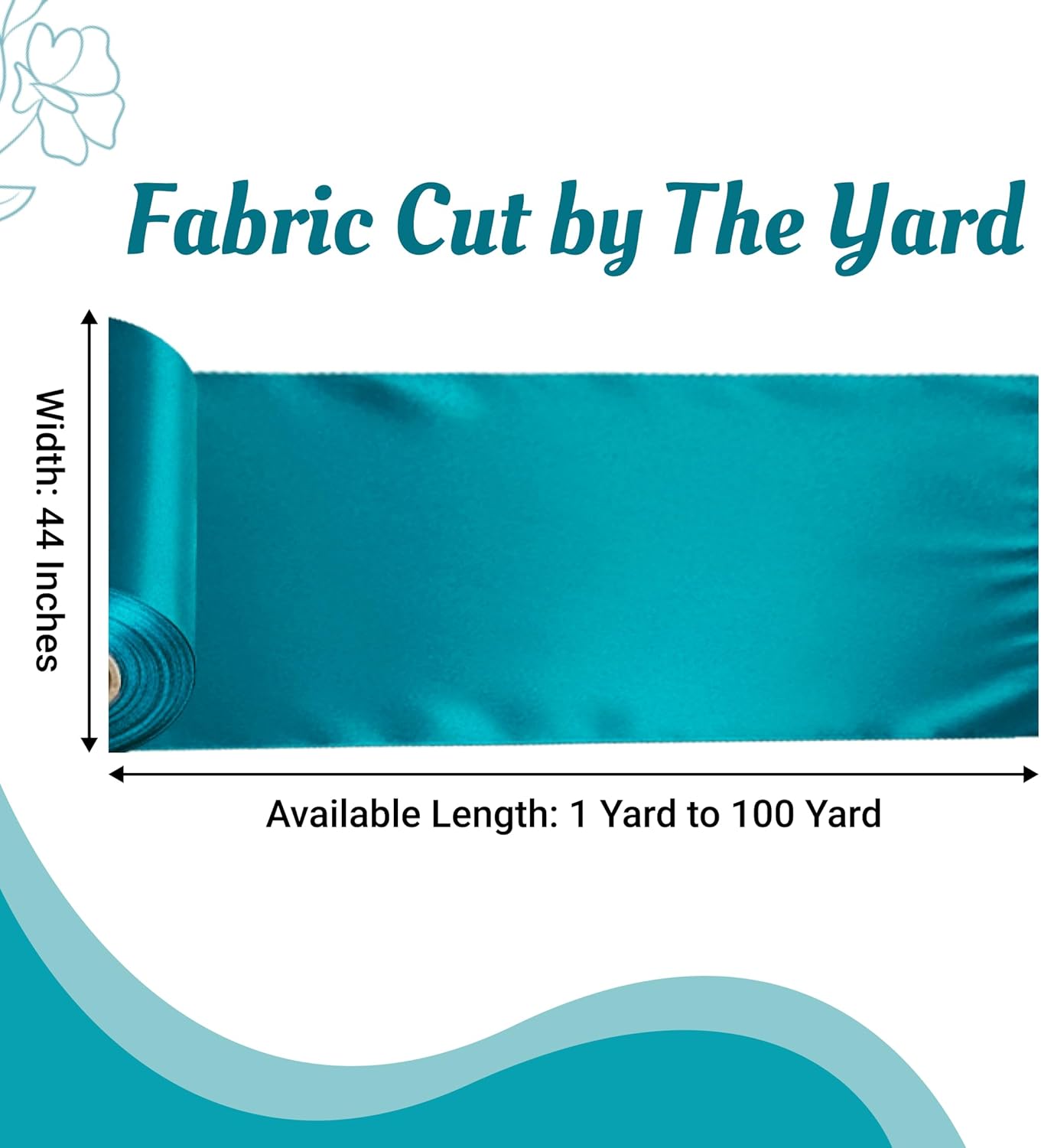 VDS Dark Teal Satin Fabric, 30 Yards Continuous, 45” Wide, Wedding Party Decoration Charmeuse Silky Sateen Bridal Dress DIY Crafts Fashion Scarf Costumes Lining Sewing Backdrop Arch Cloth