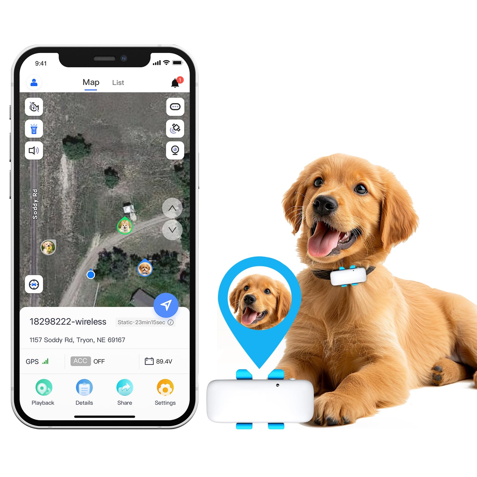 GPS Pet Tracker GPS Dog Tracker 4G Live Satellite Tracking, avvisi intelligenti multipli, monitor di attività completamente impermeabile per cani e gatti, portata illimitata, richiamo vocale remoto