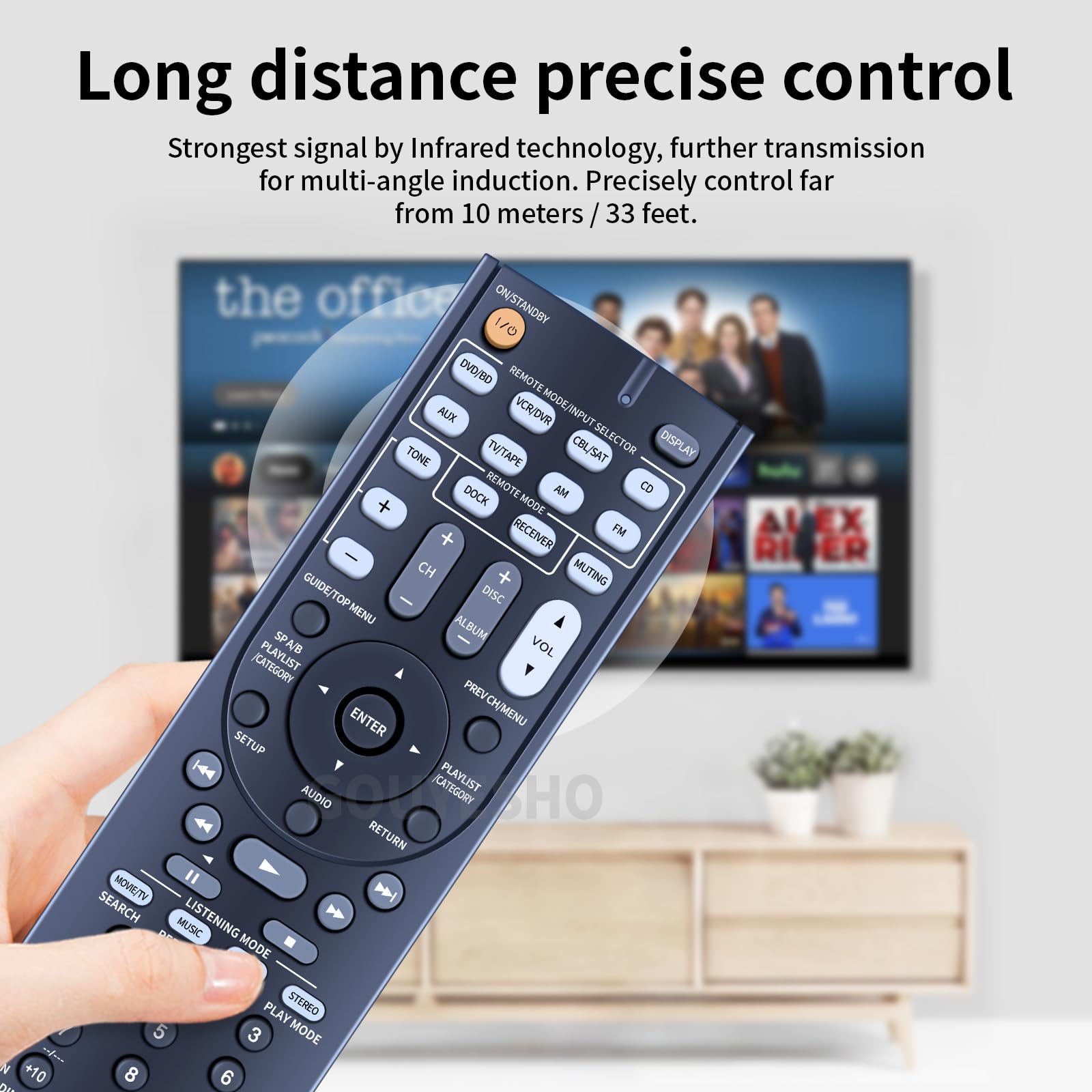 VINABTY RC-736M Telecomando sostitutivo adatto per Onkyo ricevitore AV RC-620M RC-710M HTP-570 RC-743M Rc-737M HT-R570 HT-S5200 HT-S6200 HTS5200B HT-S5200S SKF-570L