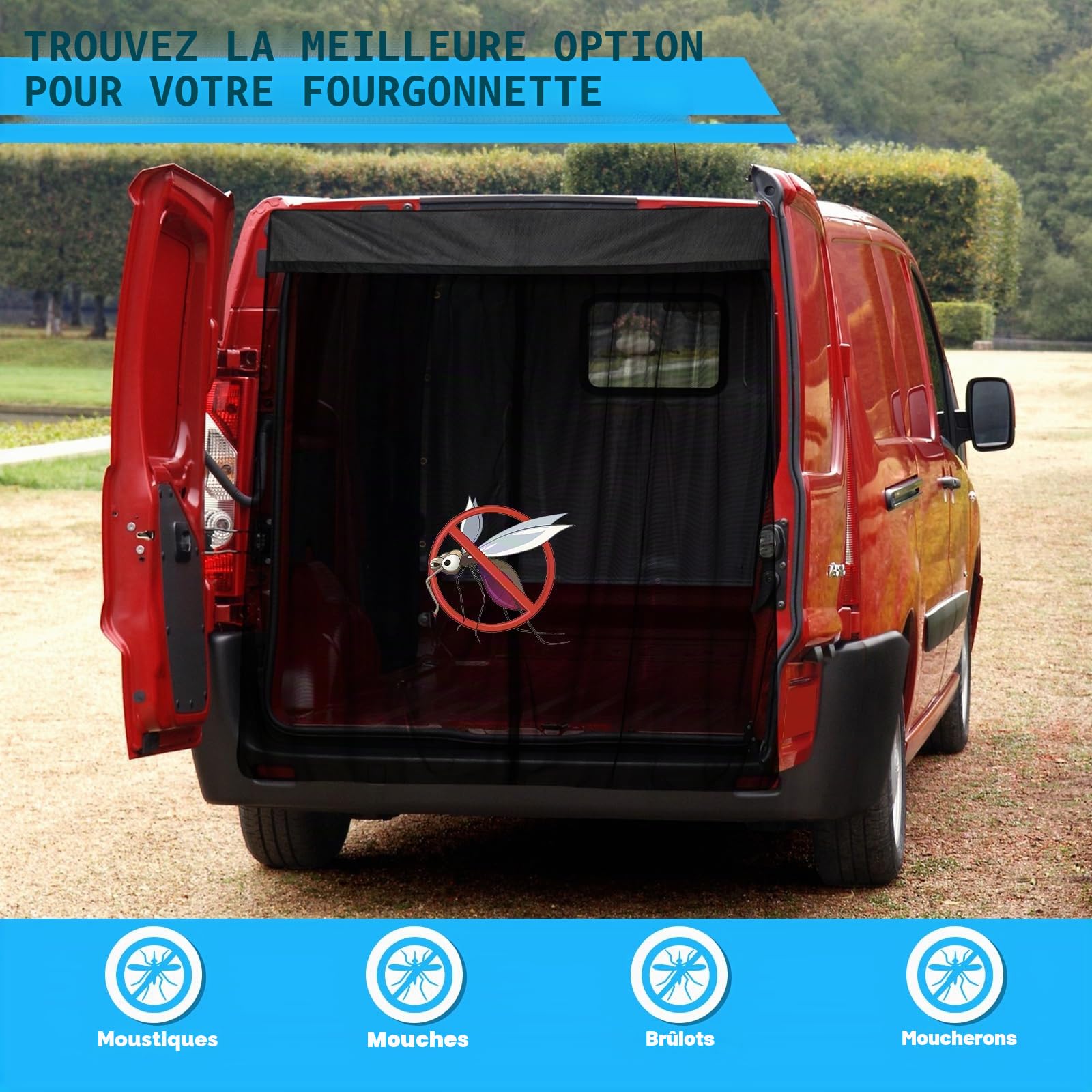 Moustiquaire Auto Remplacement pour Citroen Jumpy/Toyota ProAce/Peugeot Expert 2016-2025, Moustiquaire pour Porte Arrière de Voiture, Magnétique Monocouche, Insectes Respirants pour Camping