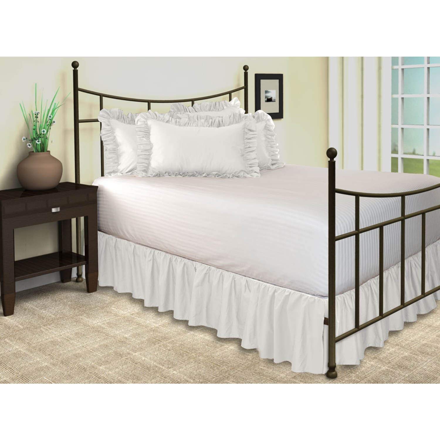 Scalasheets 800 Thread Count 24 Inched Drop Length Gathered Dust Ruffle Bed Skirt King White Solid 100% Egyptian Cotton