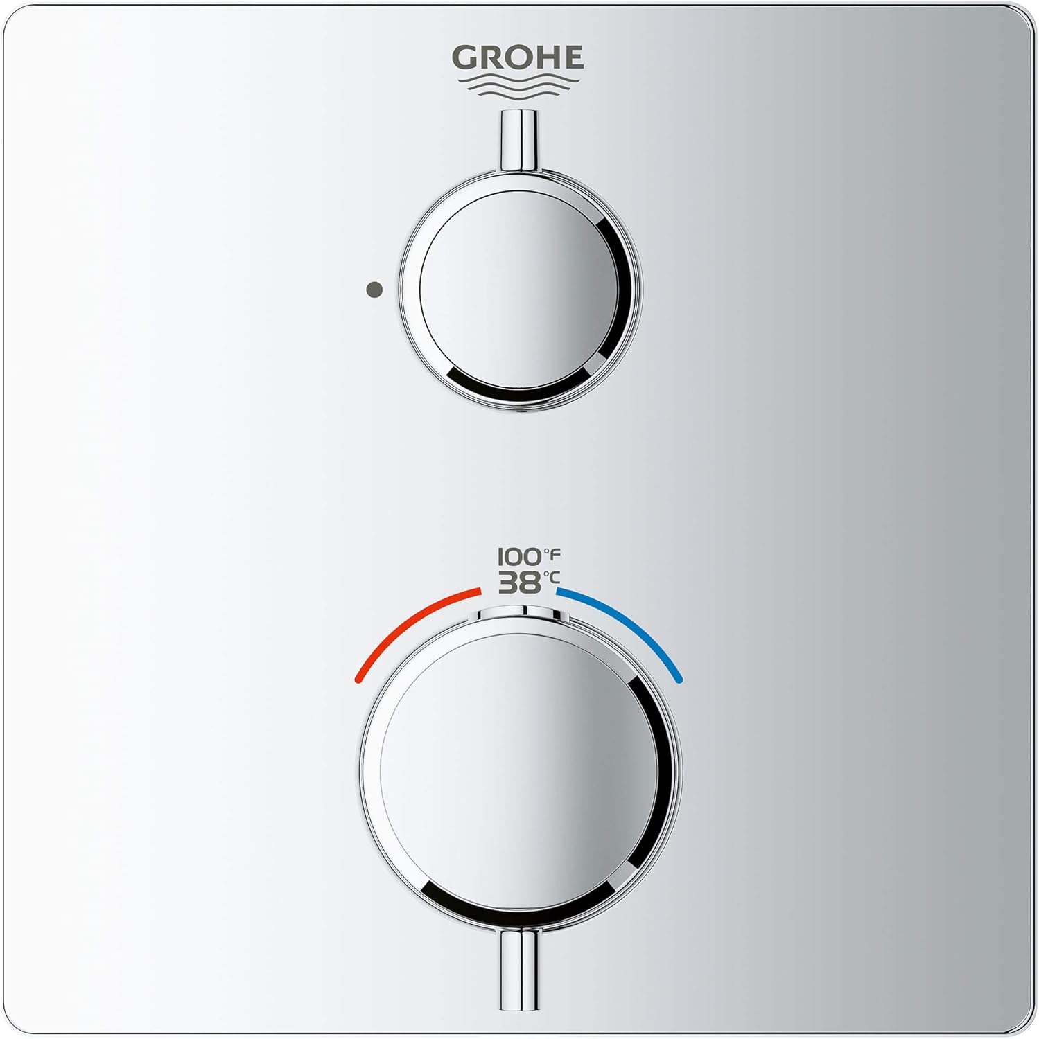 GROHE 24110000 Grohtherm Single Function 2-Handle Thermostatic Trim, Starlight Chrome