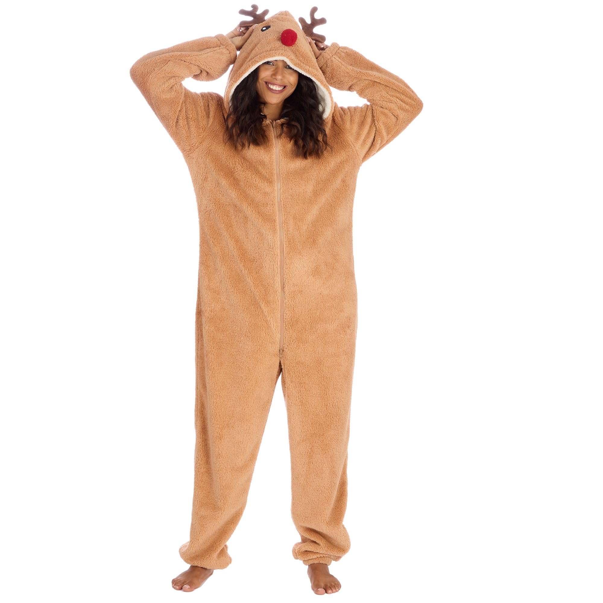 Womens Onesie Loungeable Ladies Pyjamas 3D Ears All in One Sleepsuit