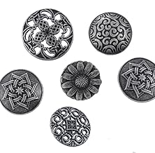Souarts Pack of 50pcs Mixed Antique Silver Color Pattern Engraved Metal Buttons - coolthings.us