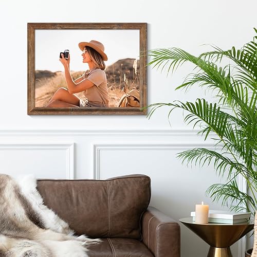 Miniatura 7 de Marco de fotos de 12 x 18 pulgadas, para pared, de 12 x 18 pulgadas, para galería de fotos, color marrón, paquete de 2