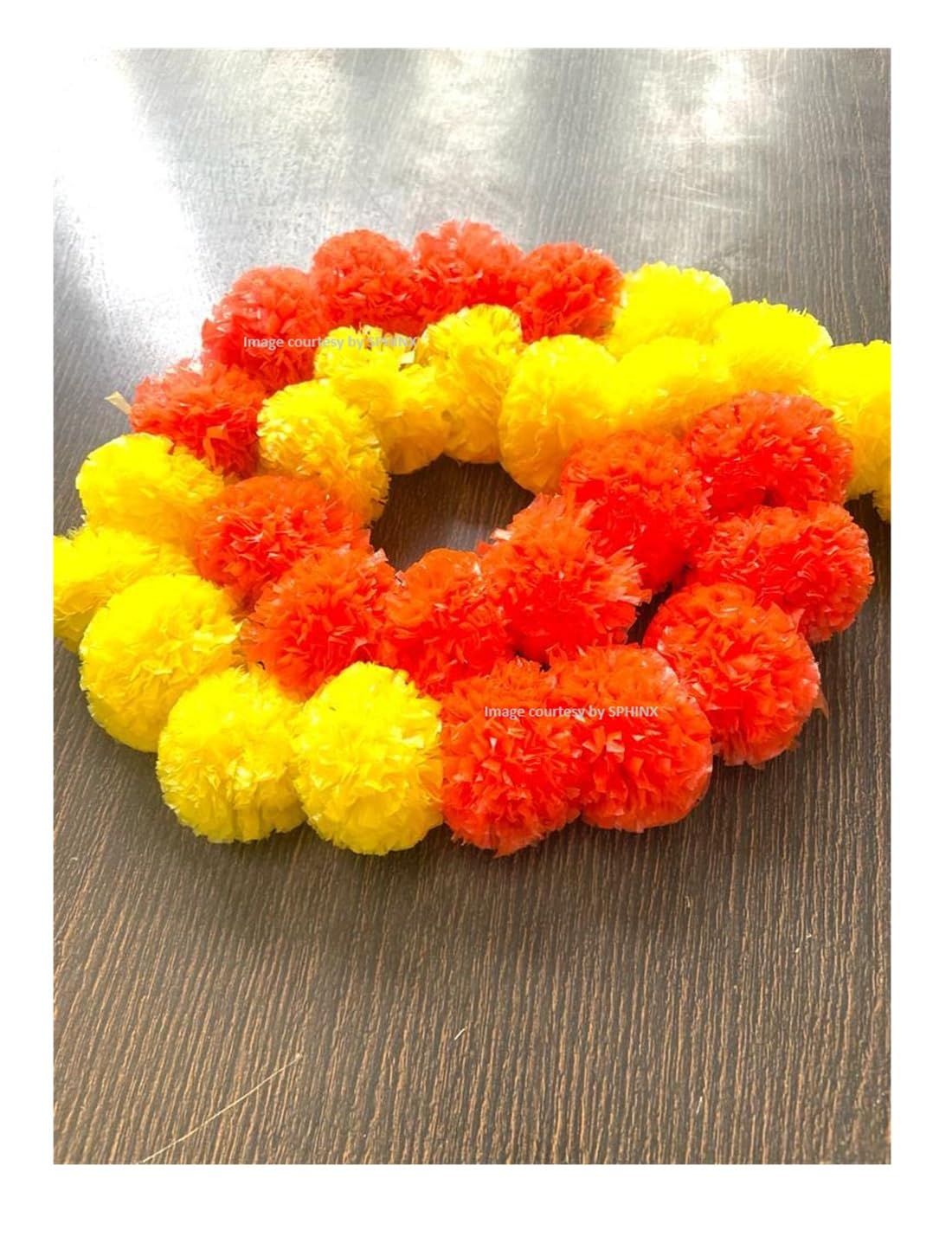 SPHINX Artificial Marigold Fluffy Flowers Garlands for Decoration -(Yellow and Dark Orange Patterned) No. of Pieces - (30 Flowers per String, 10) (B0B65DNJBG) Amazon Price History, Amazon Price Tracker