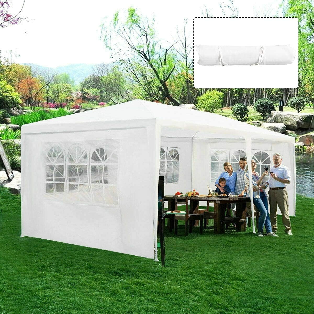 RELAX4LIFE Gazebo da Giardino 3X6M/3X9M per a 2/3 Stanze, in Tessuto PE Antistrappo e Impermeabile con 0/4/6/5/8 Pannelli Laterali Rimovibili (3X6M-4 Pannelli Laterali)