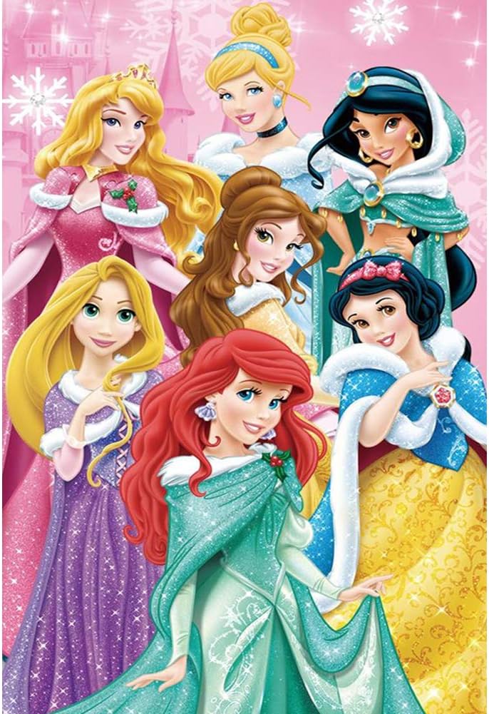 DIY 5D Diamond Painting by Numbers Kits for Adults,16"X12" Princess Cartoon Paintings Crystal Rhinestone Diamond Embroidery Full Drill Cross Stitch Kit Pictures Arts Craft,Seven Princesses