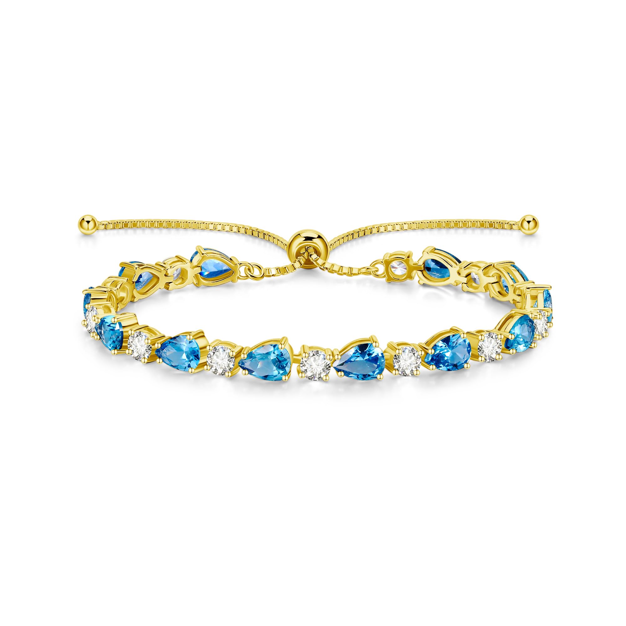 FANCIME 14K Gold Plated Silver Bolo Adjustable Tennis Bracelet for Women