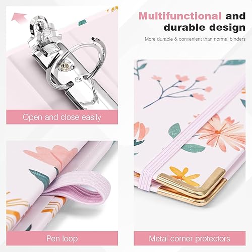 Miniatura 349 de Ospelelf Mini 3 Ring Binder, 2 Inch, Cute Pink Marble Binder for 5.5" x 8.5" with 5 Tab Dividers, File Folder Labels and Low Profile Clipboards