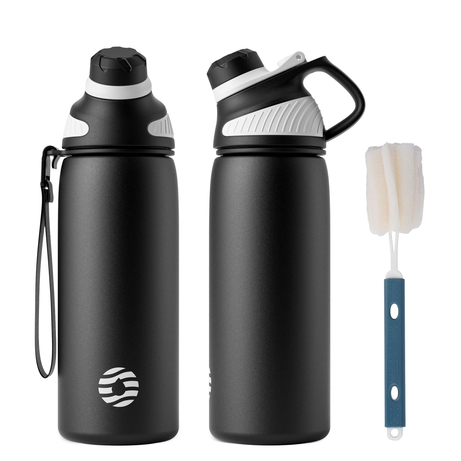 Fjbottle Trinkflasche Edelstahl Sport mit Magnetischem Deckel 1000ml, BPA-Frei Auslaufsichere Flasche - Kohlensäure geeignet Wasserflasche Thermo für Schule, Fitness