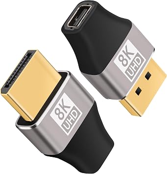 8K 1.4 DisplayPort to Mini DisplayPort Adapter 2 Pack, Mini DP Female to DP Male Bi-directional Connector, Thunderbolt 2 Compatible, Supports 8K@60Hz, 4K@144Hz, for Laptop, PC, Gaming, Monitor, TV