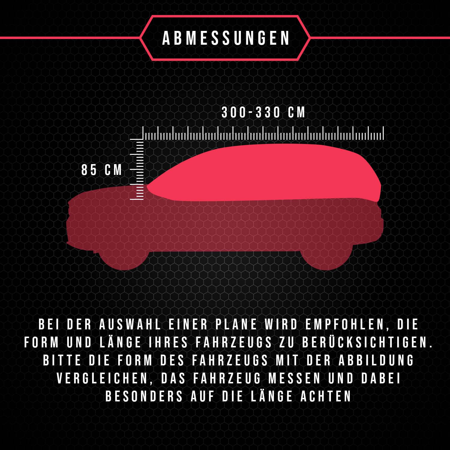 Autoabdeckung Halbgarage Wasserfest & Extrastark Atmungsaktive Autoplane Abdeckplane gegen Regen Schnee Wind UV-Strahlung Laub und Anderen Schmutz Autohülle, SUV L: 300-330cm / H: 85cm