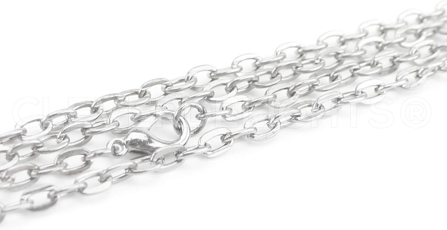 CleverDelights 3x4mm Cable Chain Necklaces - Mix Pack - 20 Pack - 24 Inch Length - Image 8