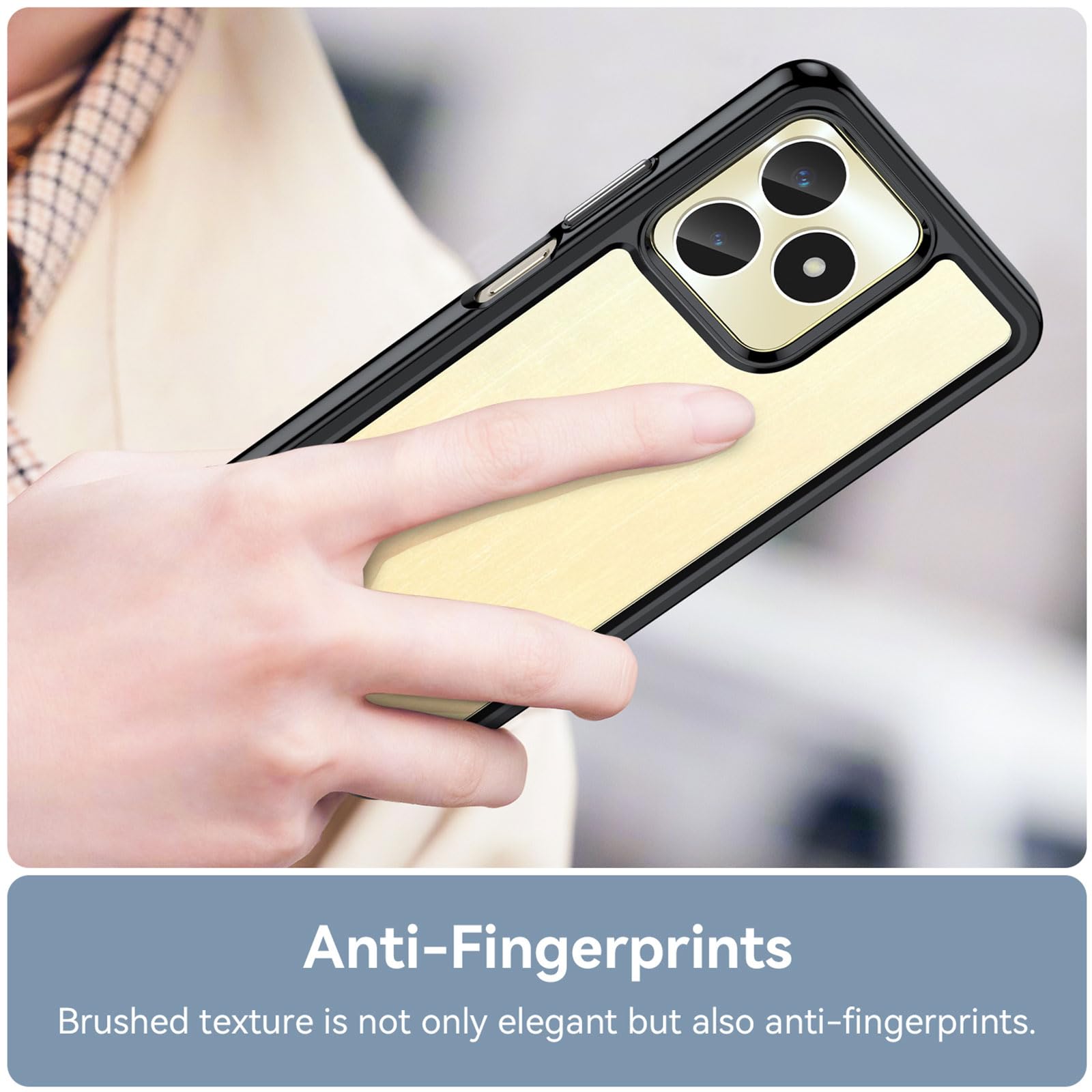 Cover per Realme Note 50 (6.74) Trasparente + Nero Custodia + [2
