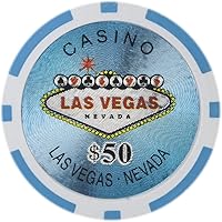 Vista 5 de Brybelly Las Vegas Casino Poker Chip Heavy 0.49 oz Clay Composite – Paquete de 50