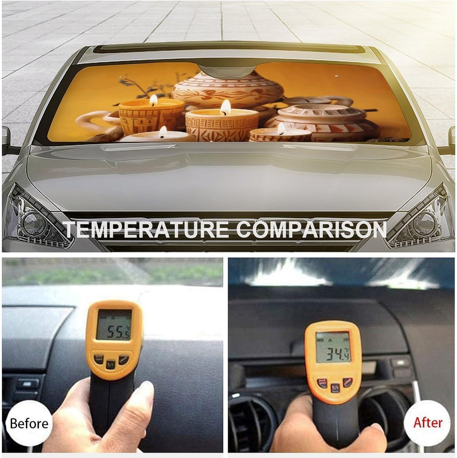 Car Windshield Sunshade Candles and Tea Lights Foldable Sun Shade Visor Keep Vehicle Cool Fit Cars Trucks SUVs image 5