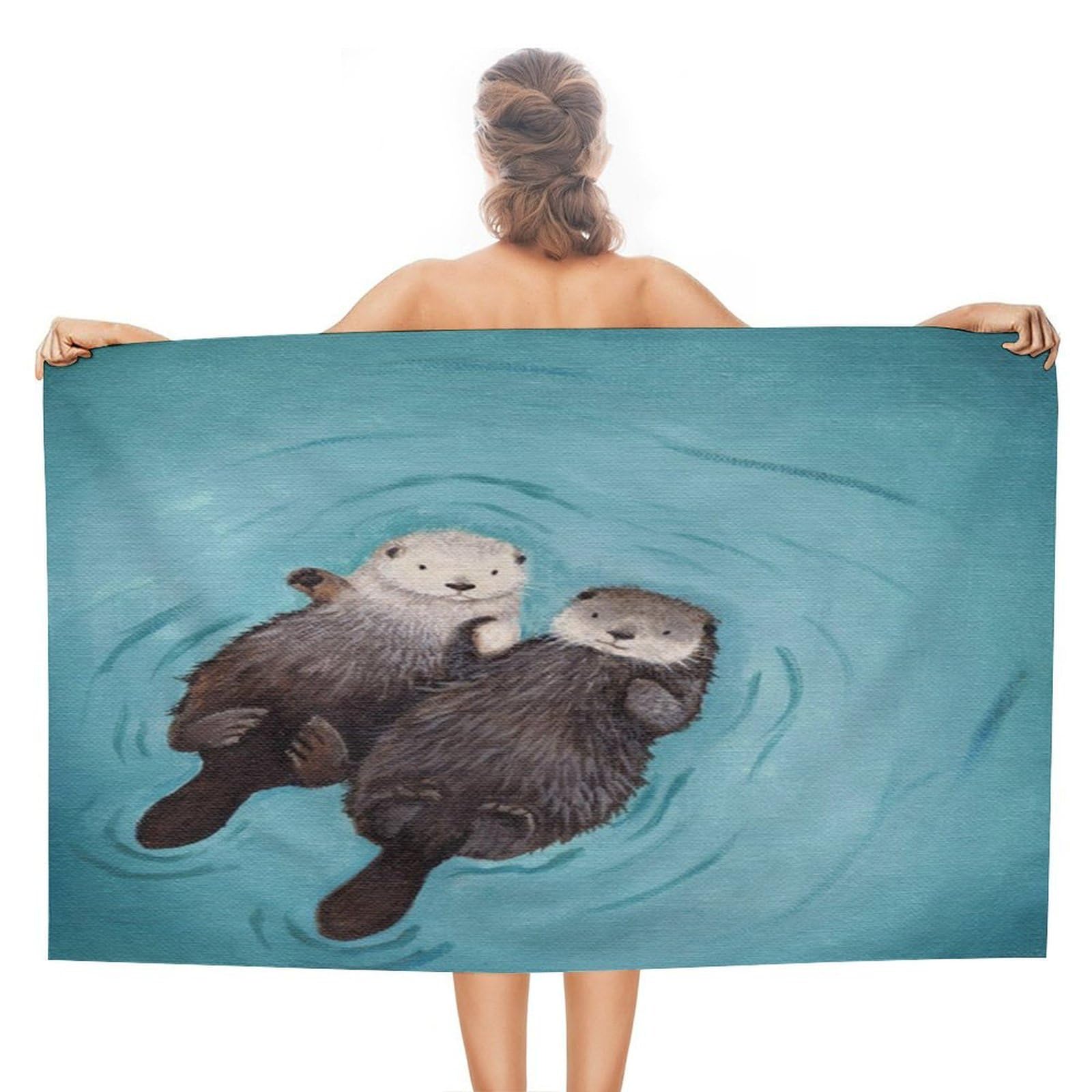 VstaDank Otters Holding Hands Bath Towel Stylish Double-Faced Pile Travel Towel Soft Absorbent Beach Towel for Pool Swim Sports Camping Adults Gift 51X31 Inch