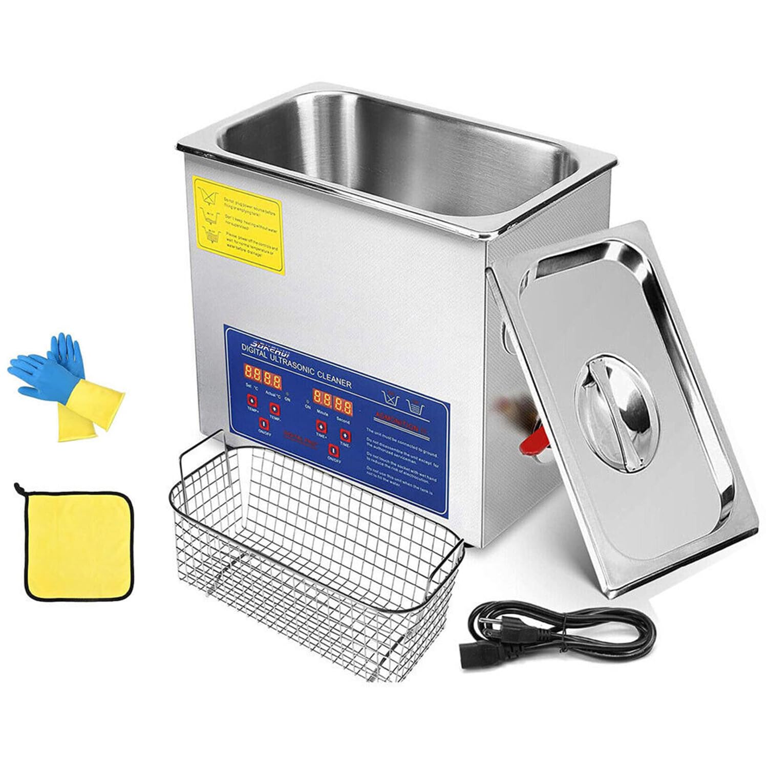 Ultraschallreiniger 10L Reiniger Ultraschall Ultrasonic Cleaner, Ultraschallreinigungsgerät Edelstahl mit Digitaler Anzeige für Schmuck Brillen und Zähne