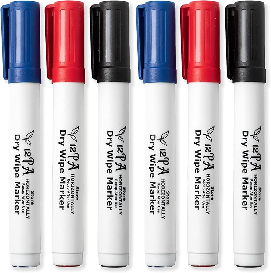 6 WhiteBoard Pens Marker Pens Whiteboard Markers Dry Wipe Markers