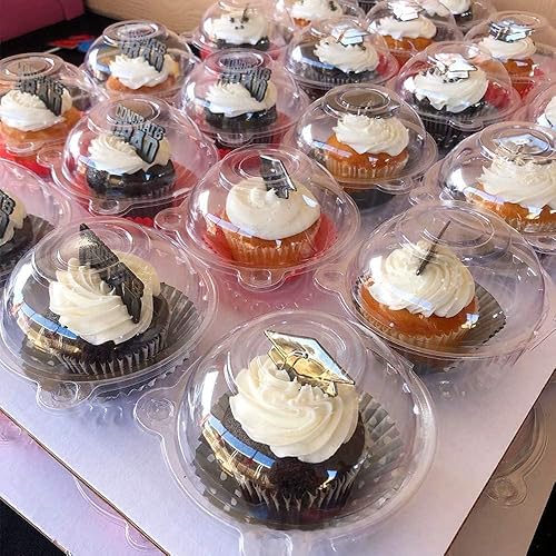 Miniatura 3 de GOTOTOP Soporte individual para cupcakes, 400 unidades individuales individuales de plástico transparente para cupcakes, cajas con tapa para