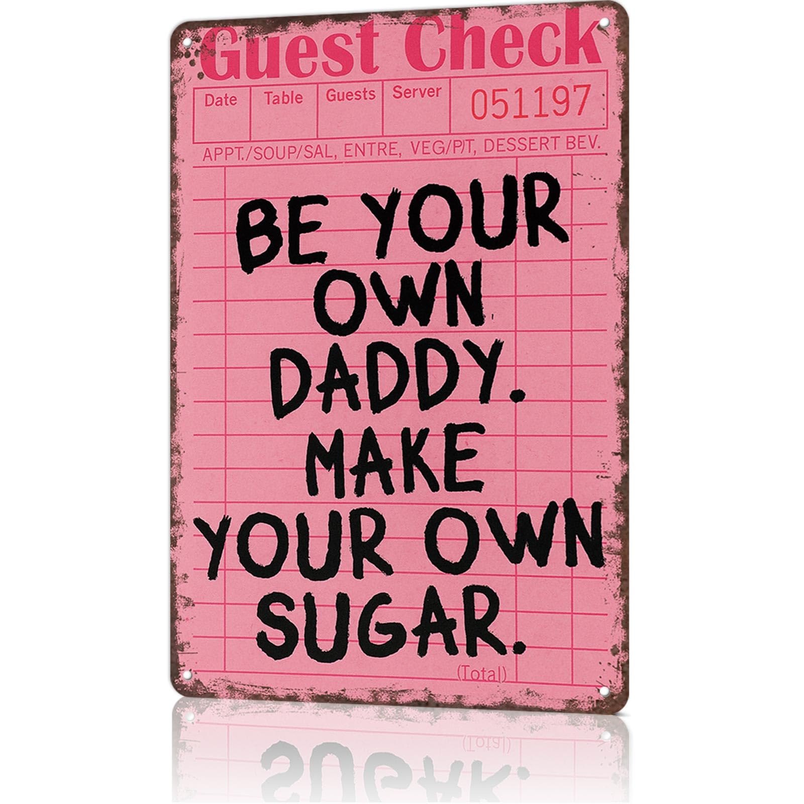 KWQDOZF Vintage Metal Tin Sign Aluminum Be Your Own Sugar Daddy Guest Check Posters Wall Art for Dorm Home Office Room Decor 8X12inch