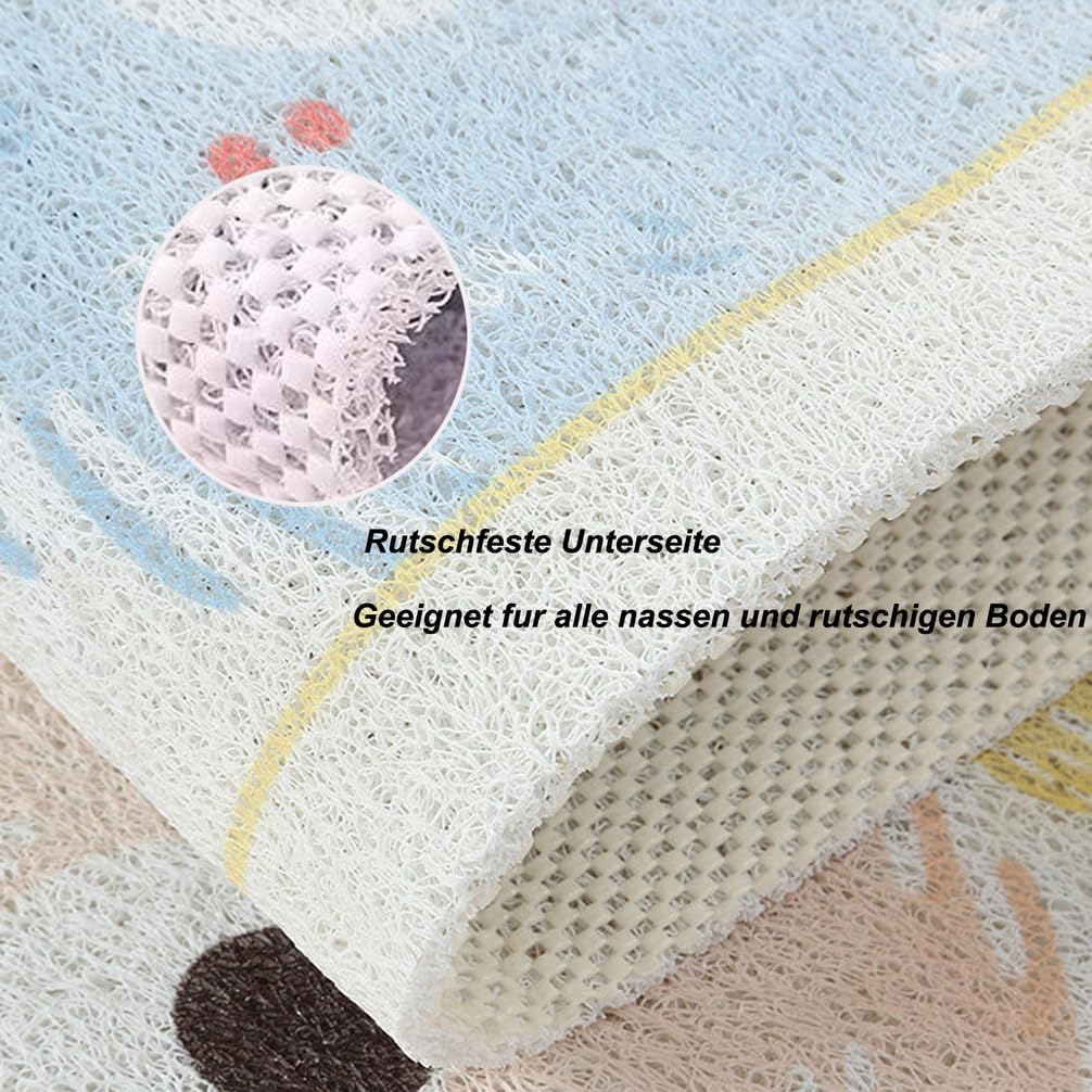 Tapis Antidérapant Baignoire 150X160 cm Tapis de Douche Antidérapant Moderne et Simple en Luffa avec Trous de Drainage sans Ventouse pour Salle de Bain Baignoire