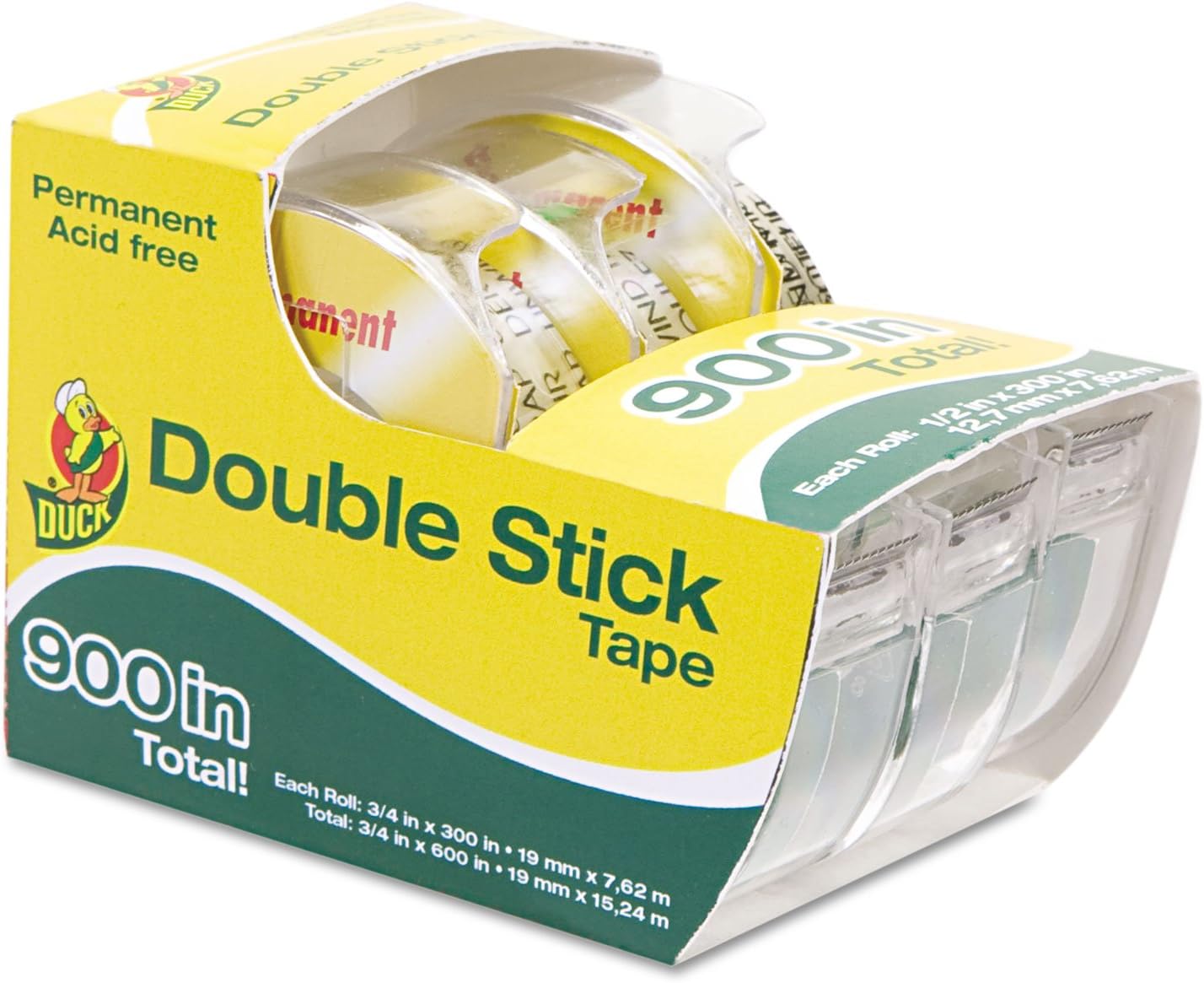 (1.3cm x 760cm, 3-Pack) - Duck Brand Permanent Double Stick Tape w