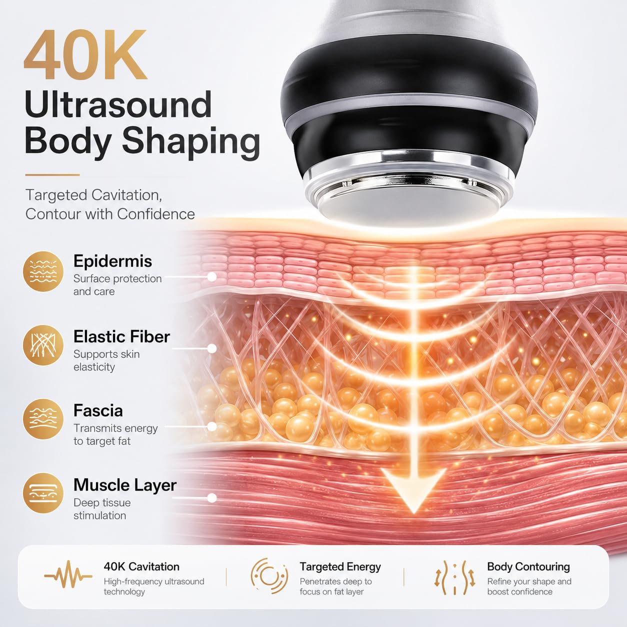 Máquina de cavitación 6 en 1: equipo multifuncional para modelar el cuerpo y belleza facial para cara, brazos, abdomen, cintura, muslos y nalgas