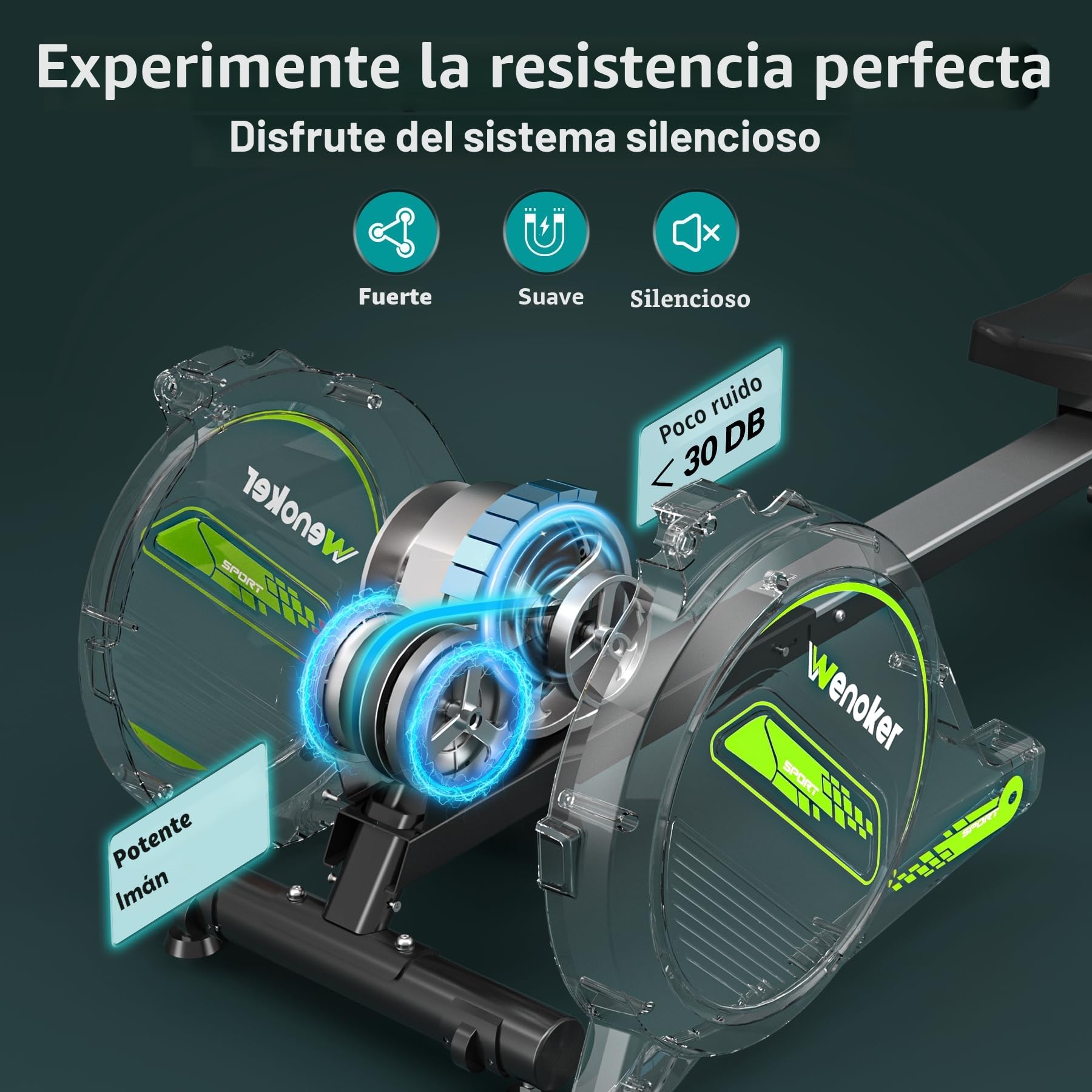 Wenoker - Remo magnético Plegable para el hogar, Capacidad de Peso de 160 kg, silencioso y Suave con Soporte para Tableta LCD y cojín de Asiento cómodo