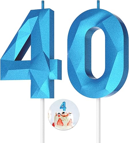 Miniatura 267 de Velas de cumpleaños con número (4 velas rojas) 3D con forma de diamante número Happy Birthday Cake Velas para fiesta de cumpleaños, boda, decoración