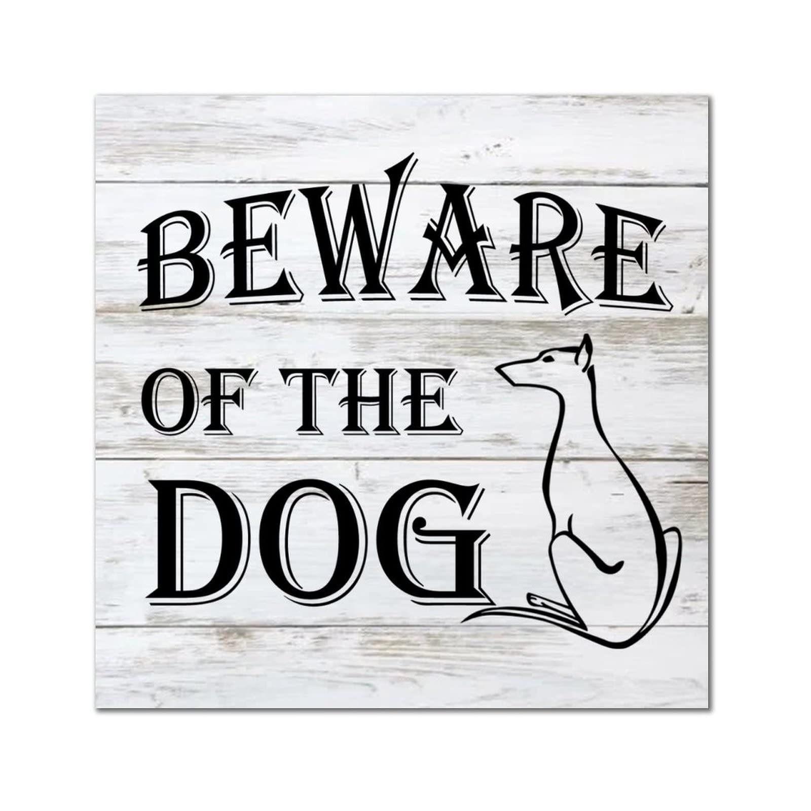 Plaque murale Beware of the Dog panneau bois vintage pour habiller un mur vide