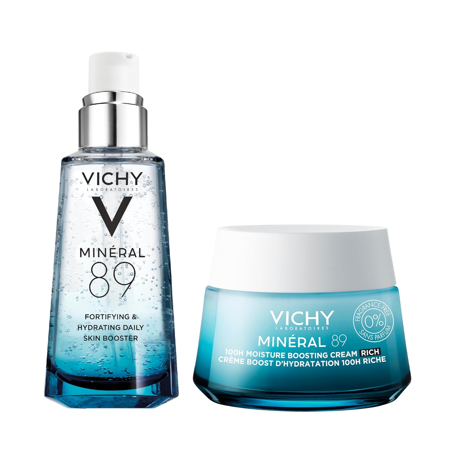 Vichy Mineral 89 Booster, Pure Hyaluronic Acid Serum for Face with Volcanic Mineral Water for Skin Barrier Repair, Plumps & Hydrates, Lightweight
