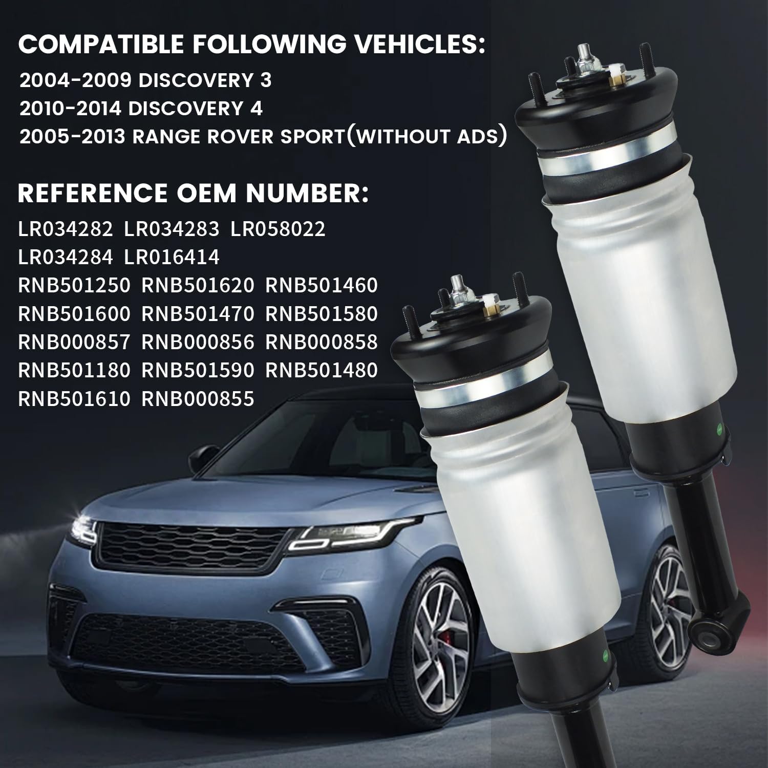 2PCS Front Air Suspension Struts RNB501250 Replacement for Range Rover Sport (LS), Dis-covery 3 LR3, Dis-covery 4 LR4 2006-2014 RNB501580 RNB501220