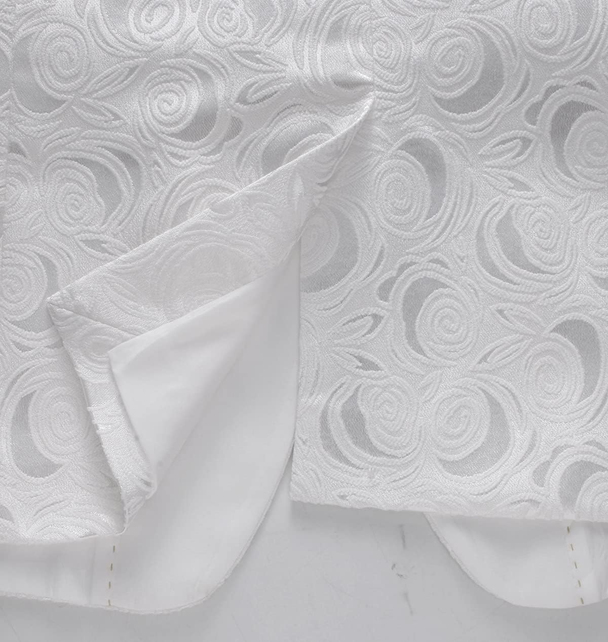 MOGU Mens Blazer Slim Fit Suit Jacket White Floral Jacquard Material