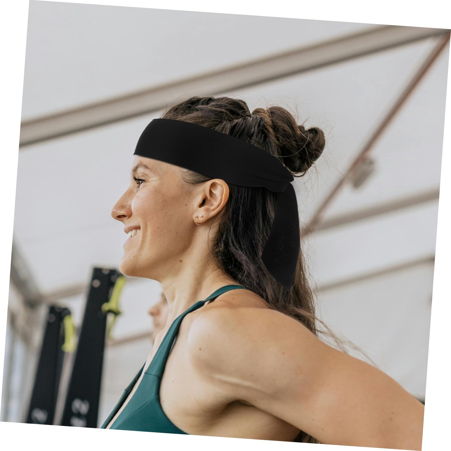 Sportstirnband Schwarz aus Polyesterfaser für Yoga und Karate