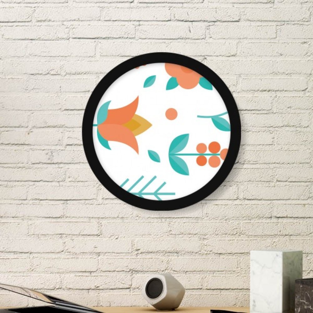 Cadre photo rond en bois noir avec peinture de fleur vert orange par DIYthinker taille médium