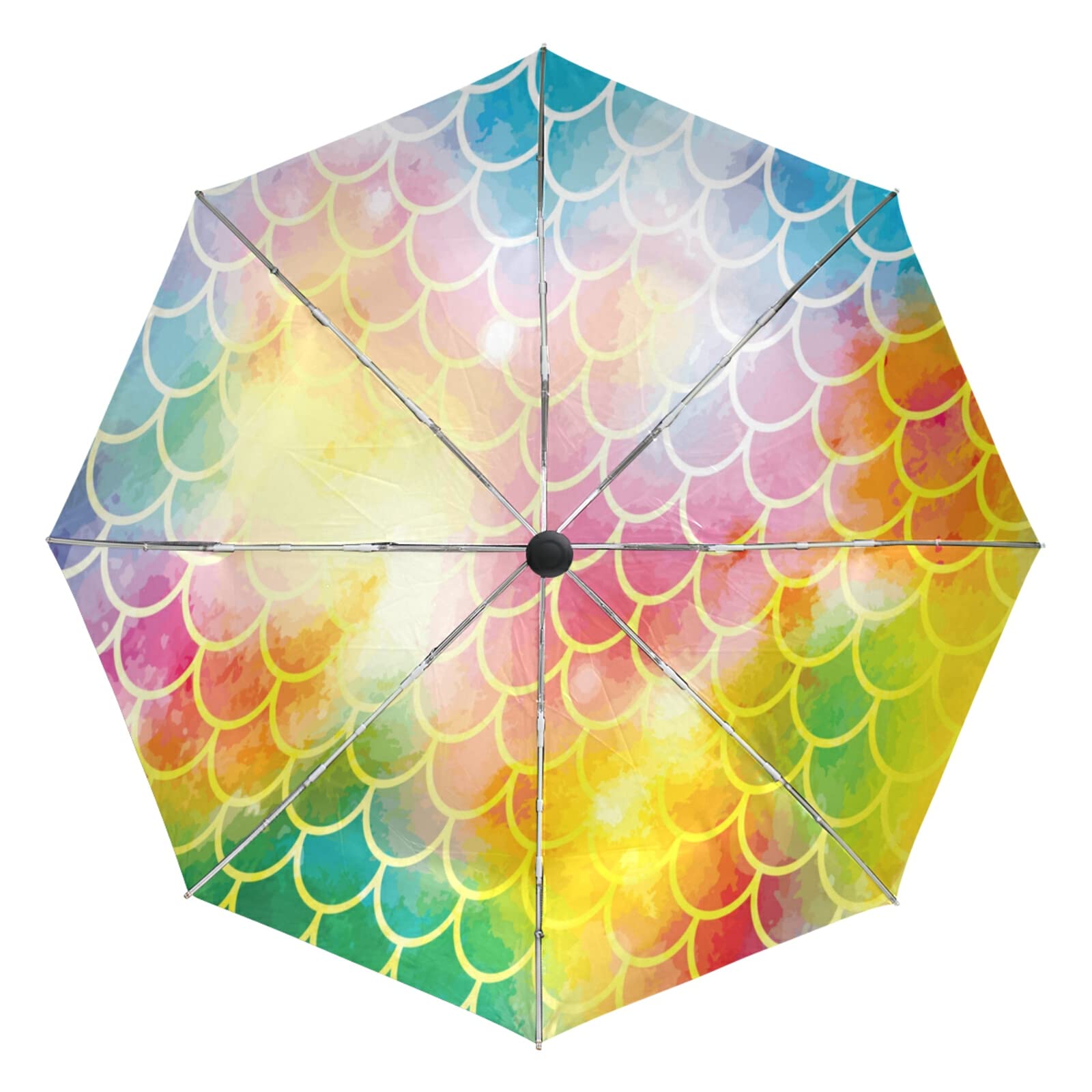 Parapluie sirène rétro écaille de poisson aux reflets arc-en-ciel