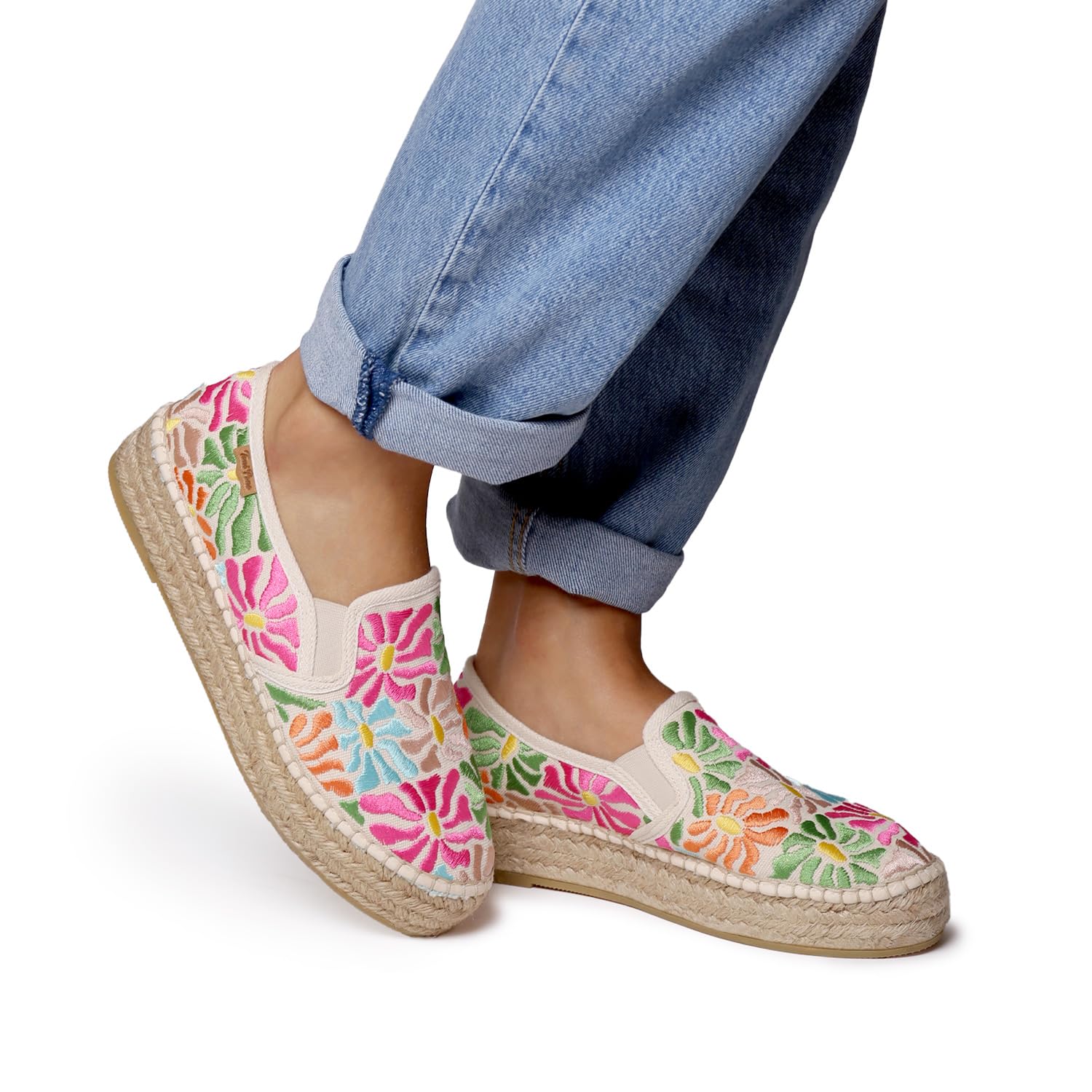 TONI PONS Pola Espadrilles fermées en coton brodées multicolores