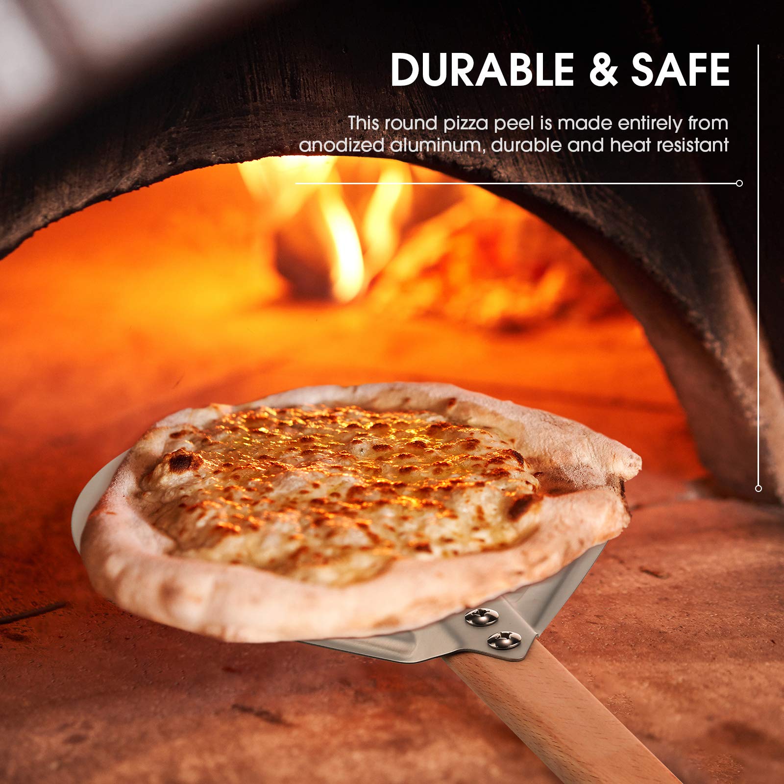 Buy Vesici Turning Pizza Peel Perforated 8 Inch Round Aluminum Pizza