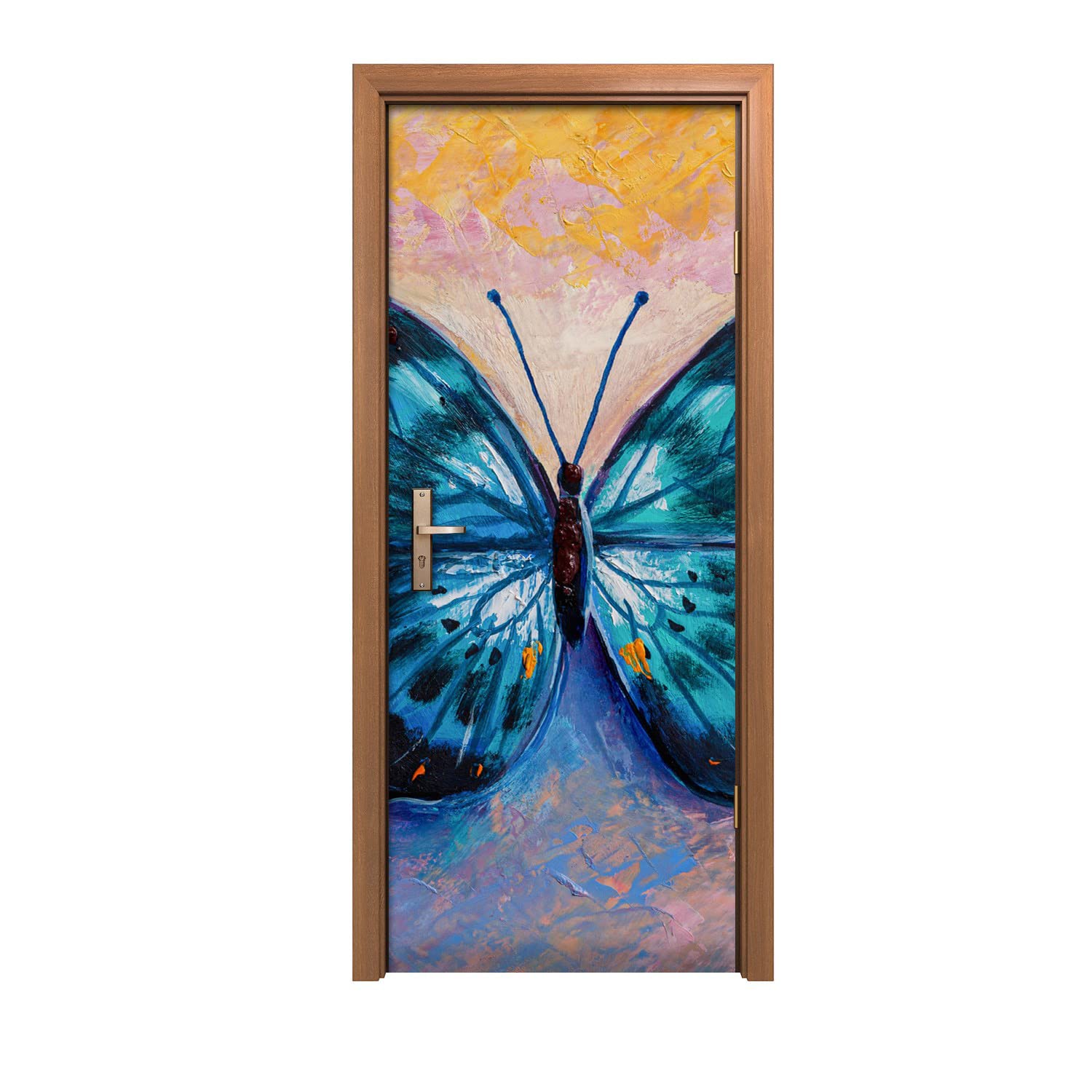 Autocollant de porte papillon aux couleurs vives et design moderne