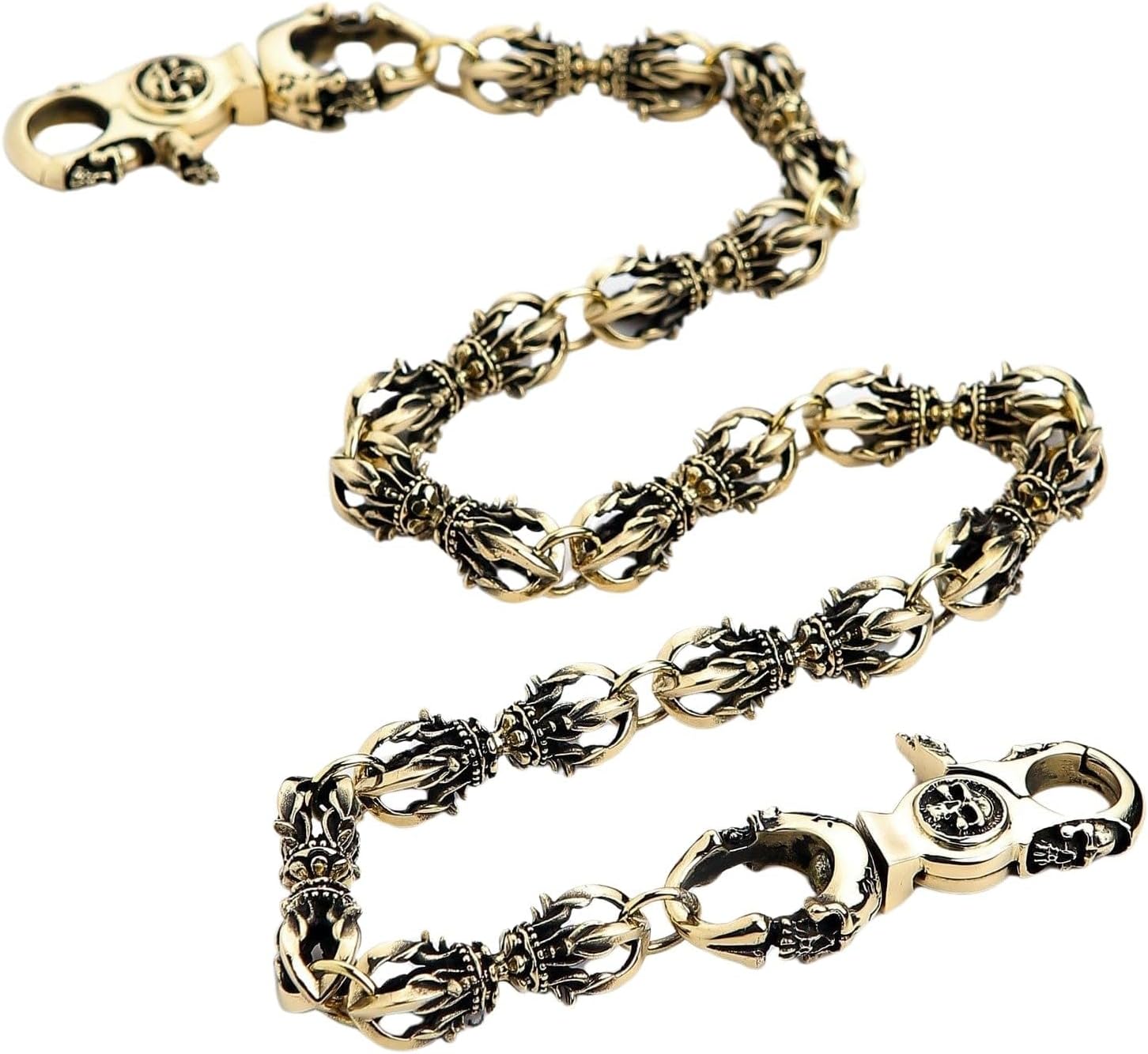 Bikerringshop Crown Brass Wallet Chain