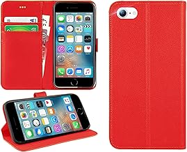 DN-Technology iPhone SE 2022 / SE 2020/7 / 8 Case Flip Leather Wallet Book Stand Folio Card Holder Phone Cover For iPhone SE (3rd Gen / 2nd Gen) (RED) (iPhone 7/8/SE 2020/iPhone SE 2022)