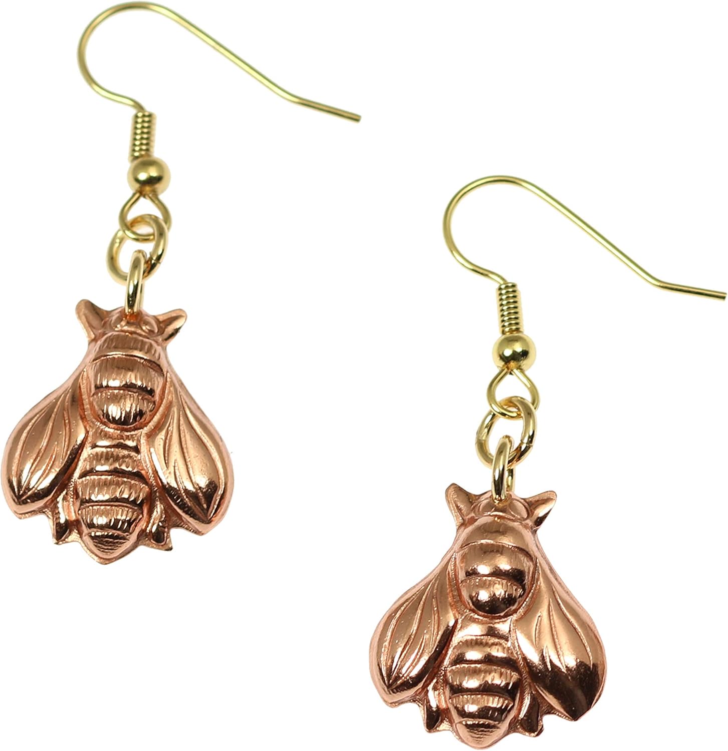 Copper Honey Bee Drop Earrings Handmade Copper Earrings